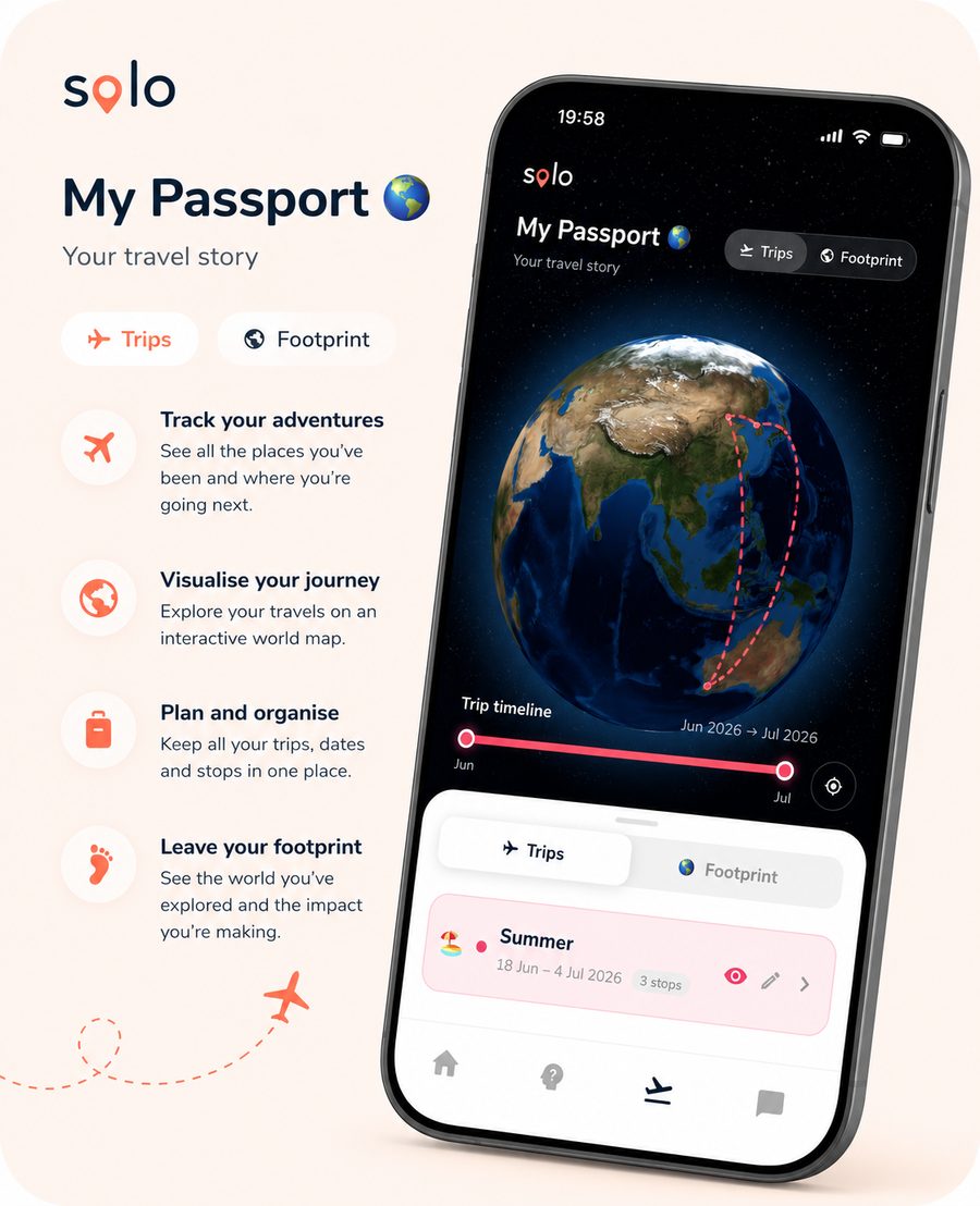 My Passport — track your travel journey in the Solobase app